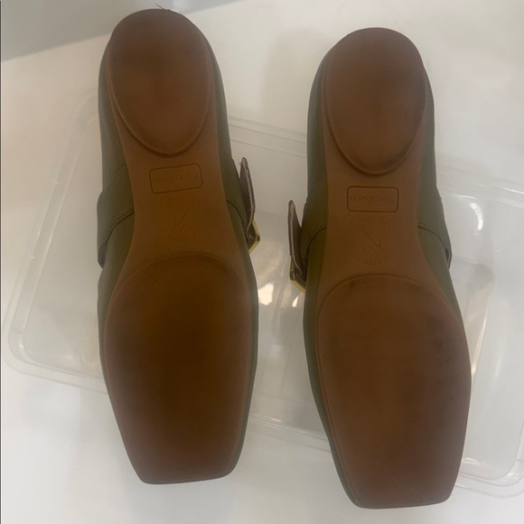 Franco Sarto Olive Green Flats with Gold Buckle - Picture 10 of 16